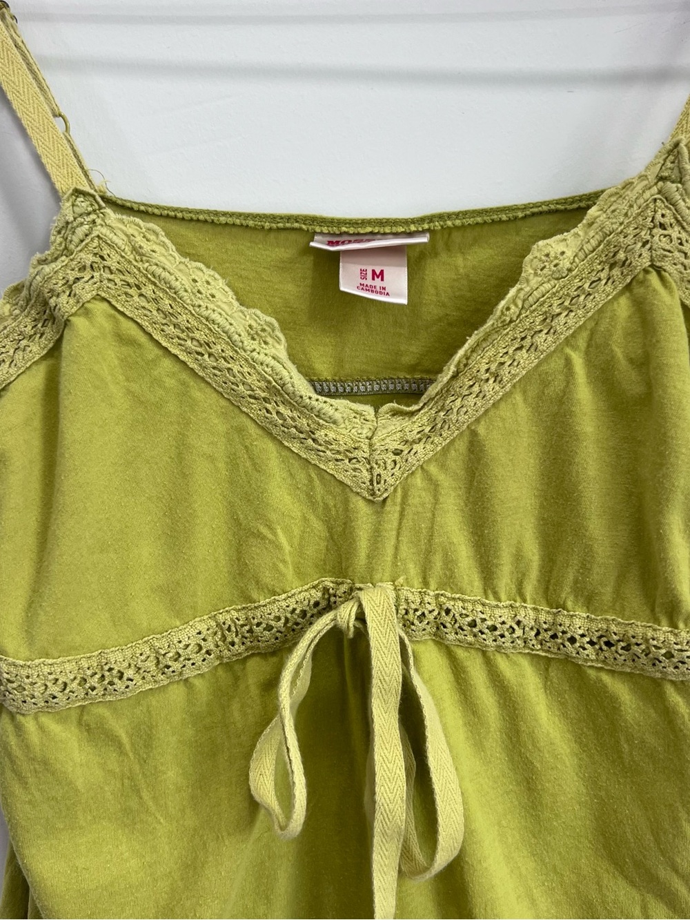Mossimo Supply Co. Olive Lace-Trim Camisole with Front Tie - Picture 2 of 8